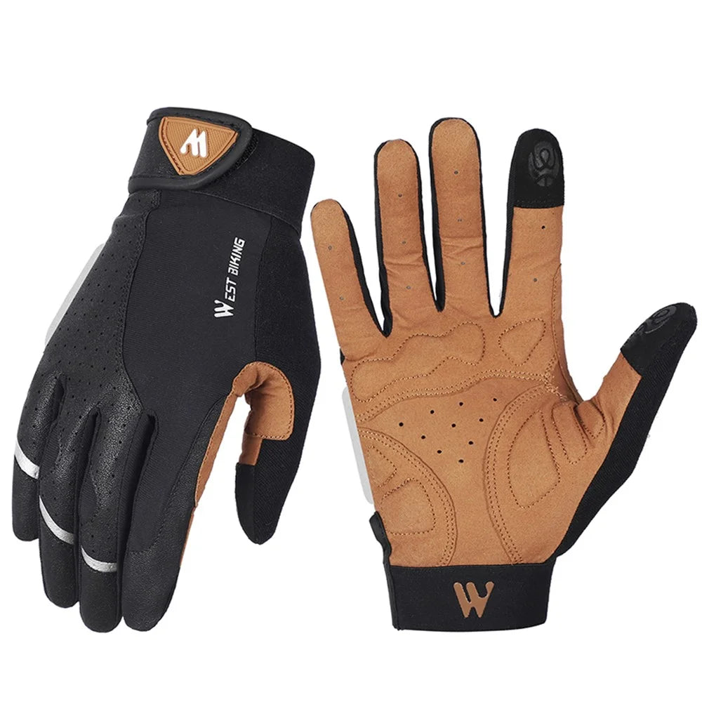 WEST BIKING Two Fingertips Screen Touch Shockproof Gloves Full-finger Reflective Cycling Gloves - M - 1