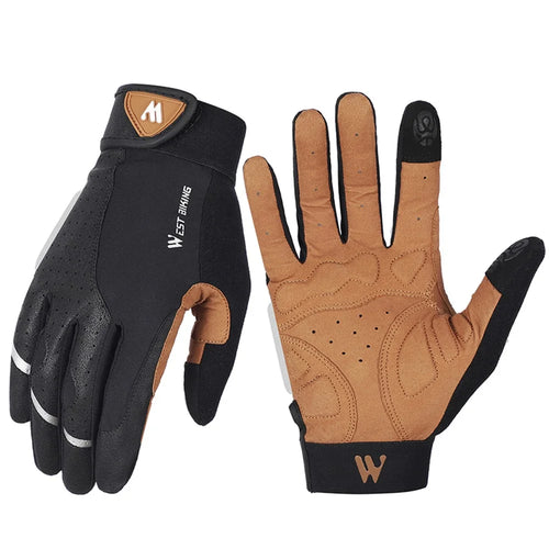 WEST BIKING Two Fingertips Screen Touch Shockproof Gloves Full-finger Reflective Cycling Gloves - M - 1