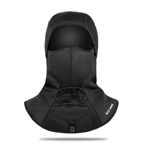 WEST BIKING Winter Thermal Cycling Headgear PM2.5 Filter Fleece Face Scarf Head Guard - Black/LF7165/With Logo - 1