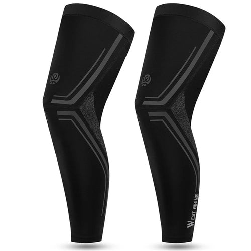 WEST BIKING 1 Pair Summer Cycling Leg Sleeves Ice Silk Leg Cover UV Protection Non-slip Leggings - M - 1
