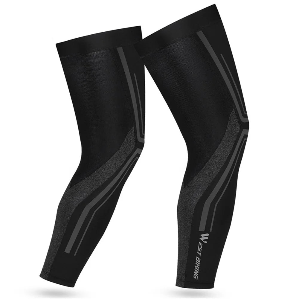 WEST BIKING 1 Pair Summer Cycling Leg Sleeves Ice Silk Leg Cover UV Protection Non-slip Leggings - M - 2
