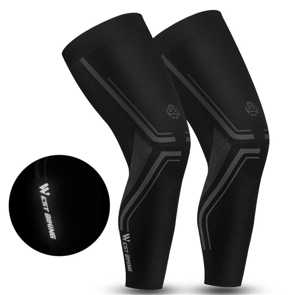 WEST BIKING 1 Pair Summer Cycling Leg Sleeves Ice Silk Leg Cover UV Protection Non-slip Leggings - M - 3