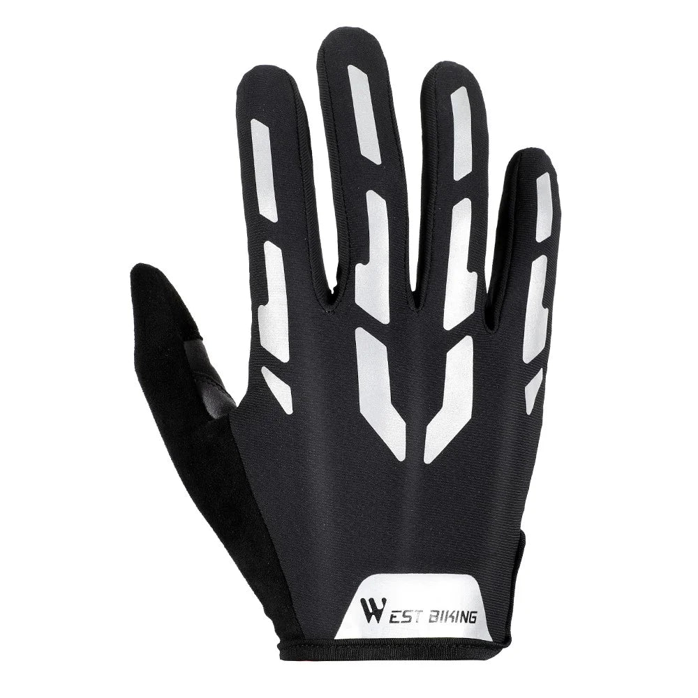 WEST BIKING Bicycle Gloves Touch Screen Reflective Anti-shock Cycling Mittens, Full Finger - L - 2
