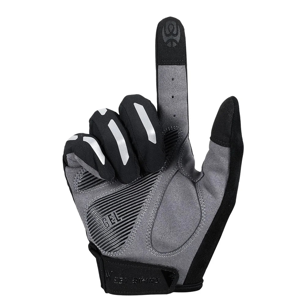WEST BIKING Bicycle Gloves Touch Screen Reflective Anti-shock Cycling Mittens, Full Finger - L - 4