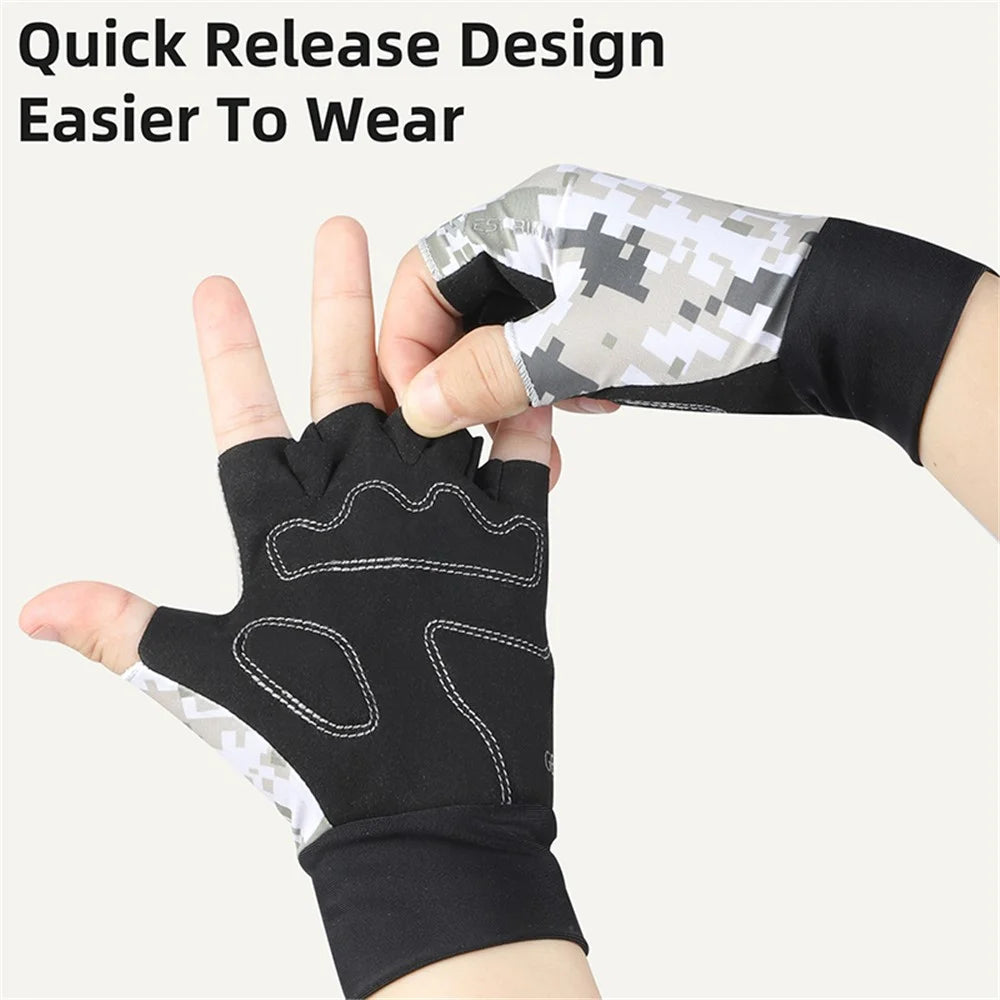 WEST BIKING YP0211248 Children Cycling Gloves Summer Half Finger Anti-Slip Bike Mittens - Camouflage Grey S - 3