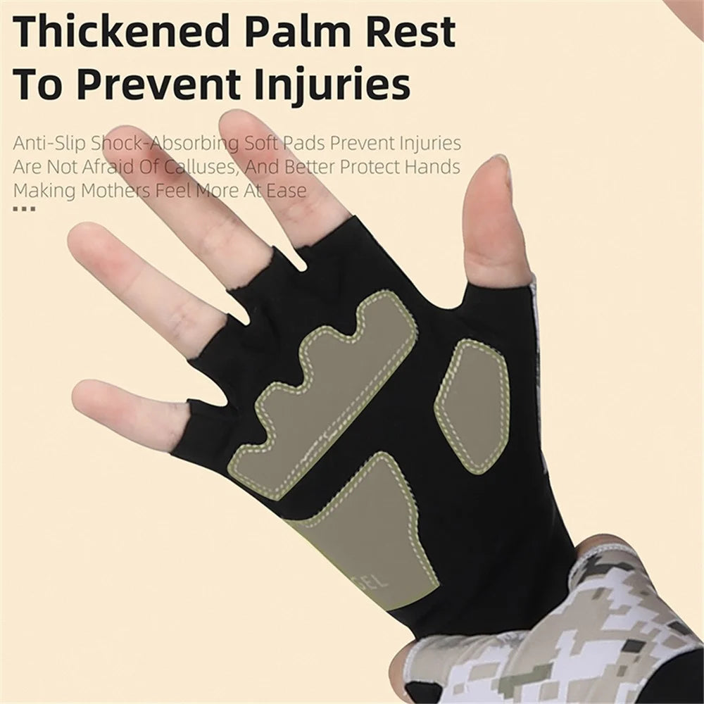 WEST BIKING YP0211248 Children Cycling Gloves Summer Half Finger Anti-Slip Bike Mittens - Camouflage Grey S - 4