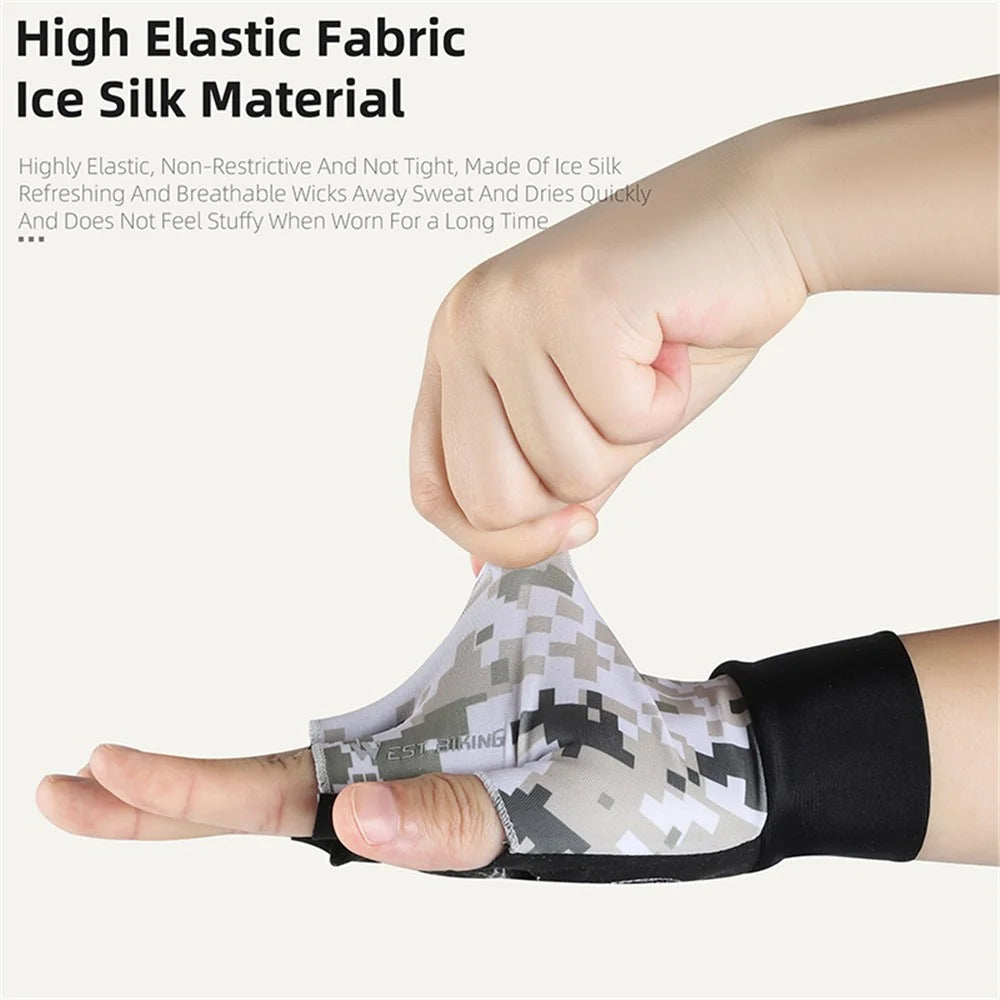 WEST BIKING YP0211248 Children Cycling Gloves Summer Half Finger Anti-Slip Bike Mittens - Camouflage Grey S - 5