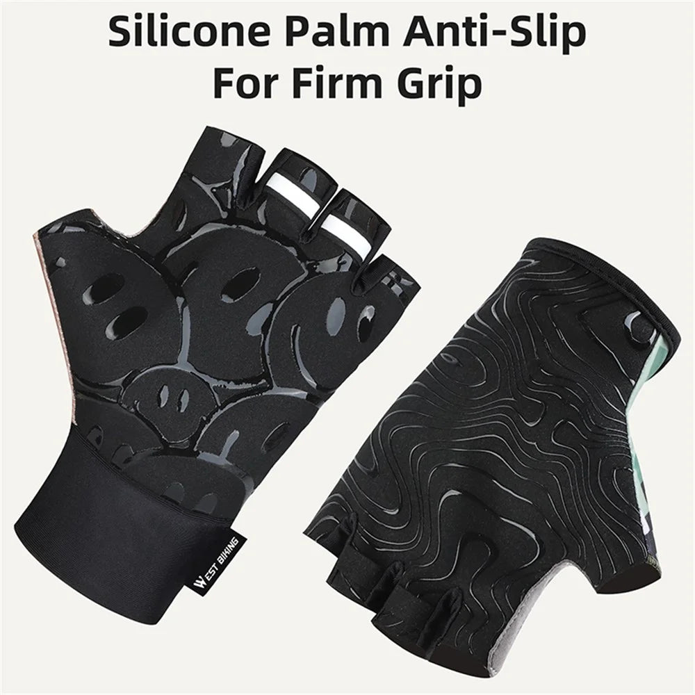 WEST BIKING YP0211248 Children Cycling Gloves Summer Half Finger Anti-Slip Bike Mittens - Camouflage Grey S - 6
