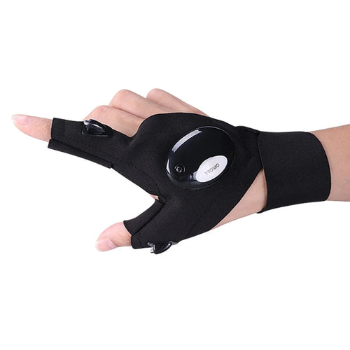 1Pc Left / Right Hand Outdoor Night Fishing Cycling Fingerless Glove with LED Flashlight - Right Hand - 1