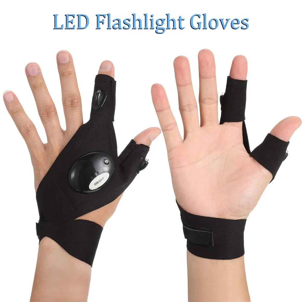 1Pc Left / Right Hand Outdoor Night Fishing Cycling Fingerless Glove with LED Flashlight - Right Hand - 2