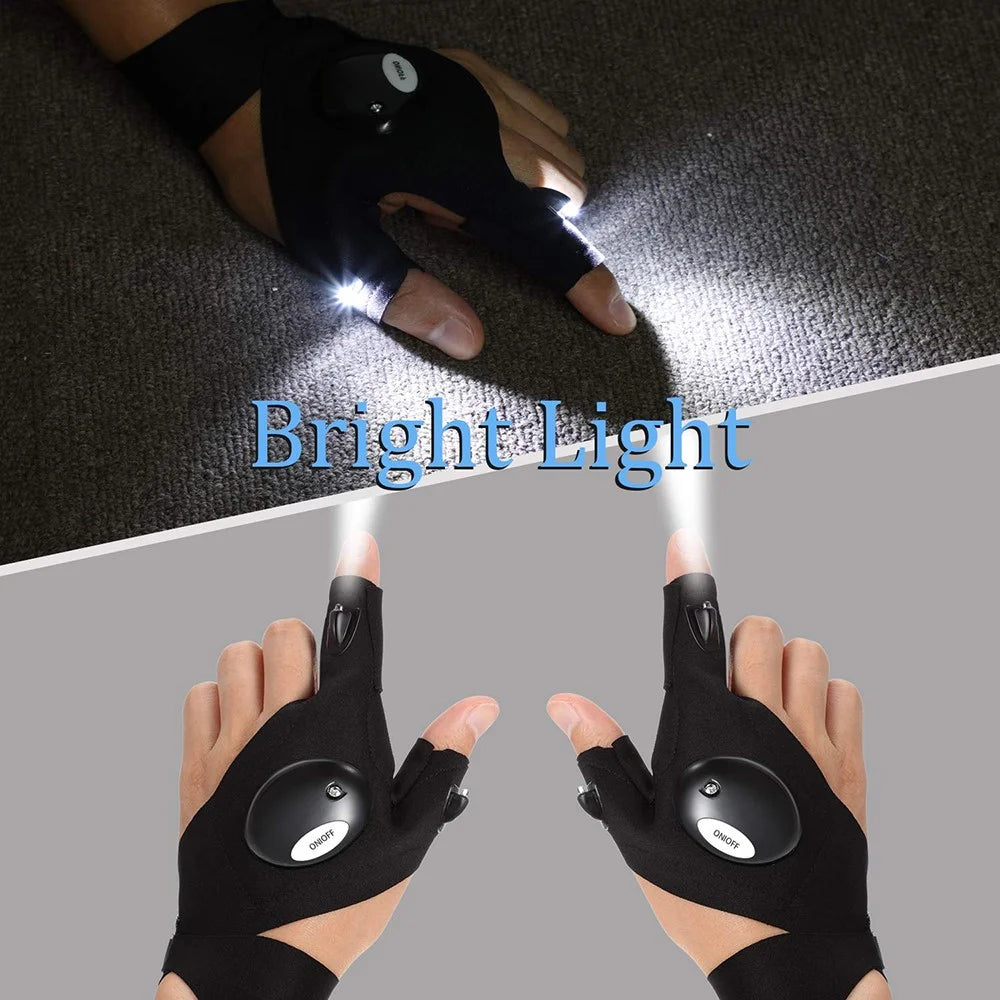 1Pc Left / Right Hand Outdoor Night Fishing Cycling Fingerless Glove with LED Flashlight - Right Hand - 3