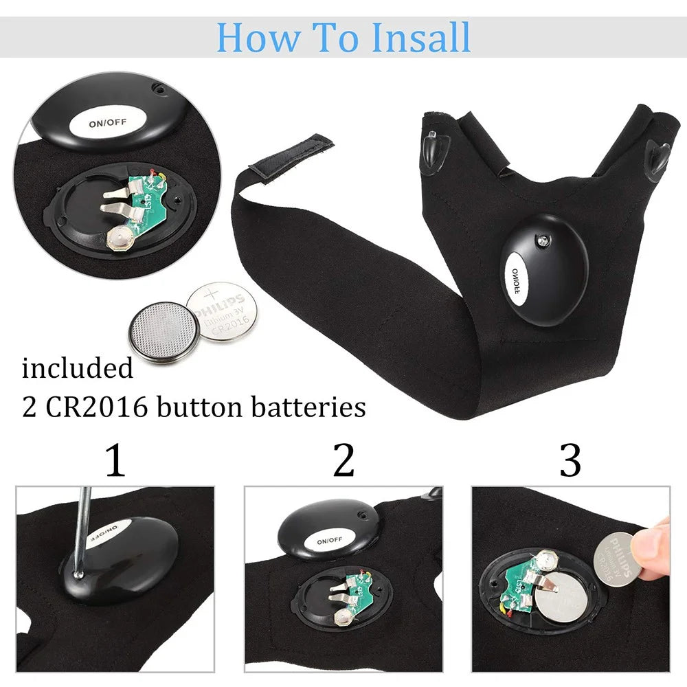 1Pc Left / Right Hand Outdoor Night Fishing Cycling Fingerless Glove with LED Flashlight - Right Hand - 5