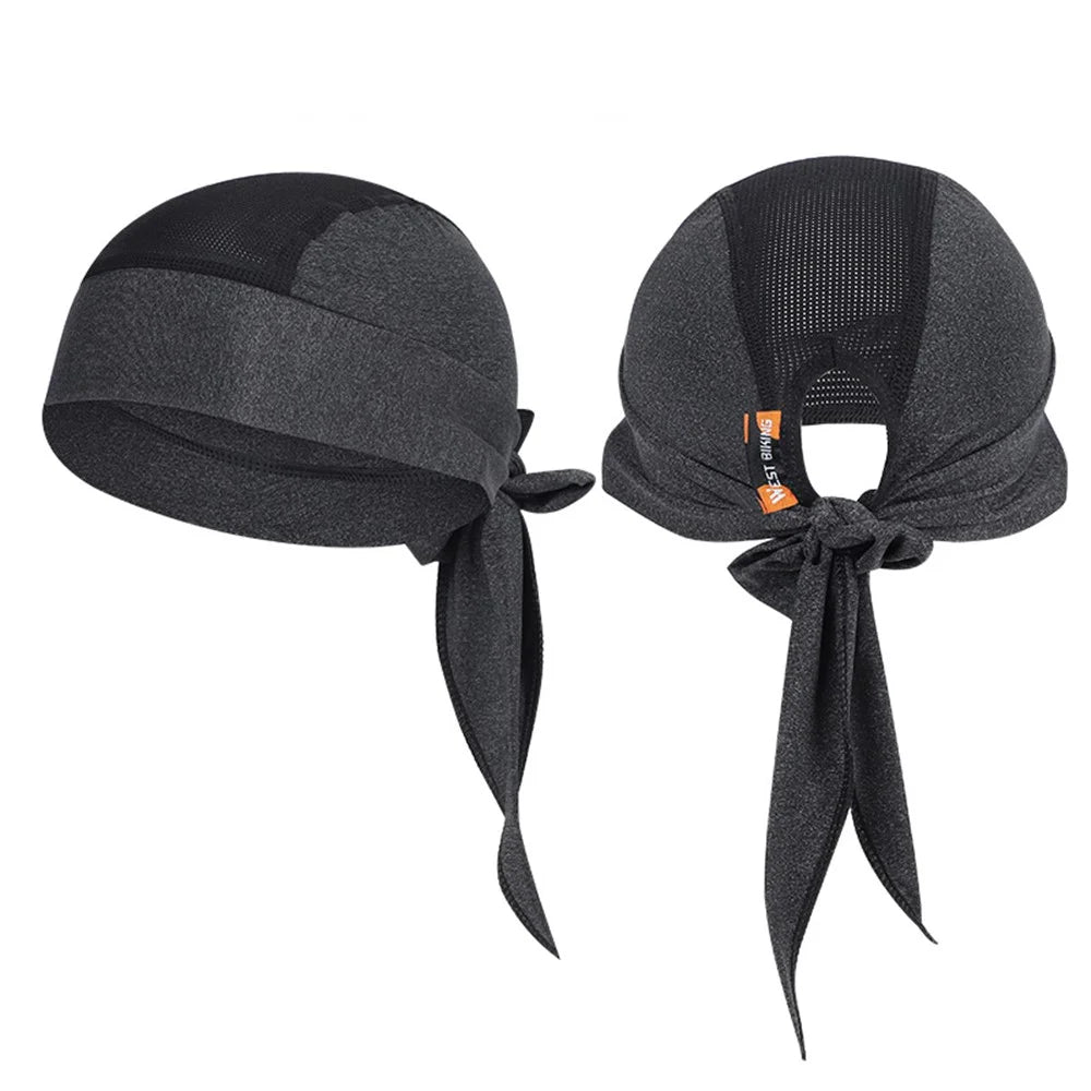 WEST BIKING Bicycle Cap Summer Anti-UV Pirate Head Scarf for Outdoor Sports - Tie Rope/Grey - 1