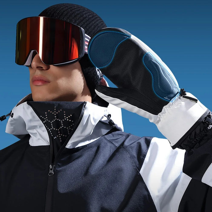 GOLOVEJOY SK34 1 Pair Winter Skiing Gloves Waterproof Windproof Warm Touch Screen Mittens - Black+White / M - 6