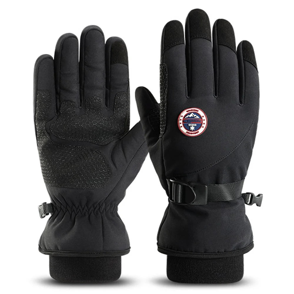 GOLOVEJOY DB69 Men Windproof Thermal Motorcycle Gloves Touch Screen Winter Riding Mittens - Black / M - 1