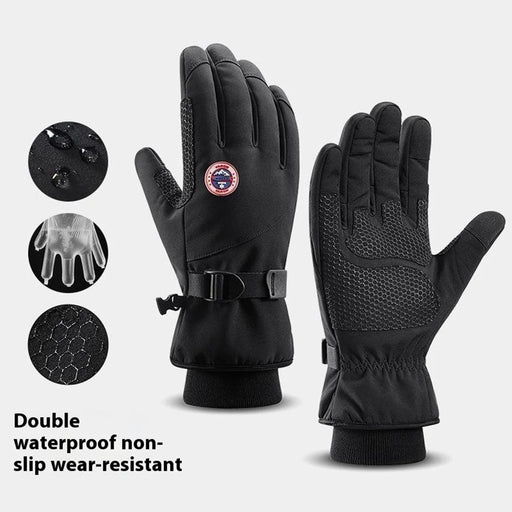 GOLOVEJOY DB69 Men Windproof Thermal Motorcycle Gloves Touch Screen Winter Riding Mittens - Black / M - 2
