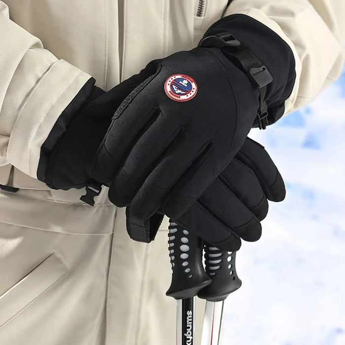 GOLOVEJOY DB69 Men Windproof Thermal Motorcycle Gloves Touch Screen Winter Riding Mittens - Black / M - 7