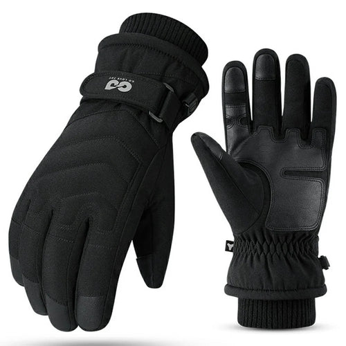 GOLOVEJOY SK42 Winter Outdoor Cycling Gloves Waterproof Fleece Lined Touch Screen Mittens - Black L - 1