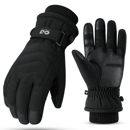 GOLOVEJOY SK42 Winter Outdoor Cycling Gloves Waterproof Fleece Lined Touch Screen Mittens - Black L - 1