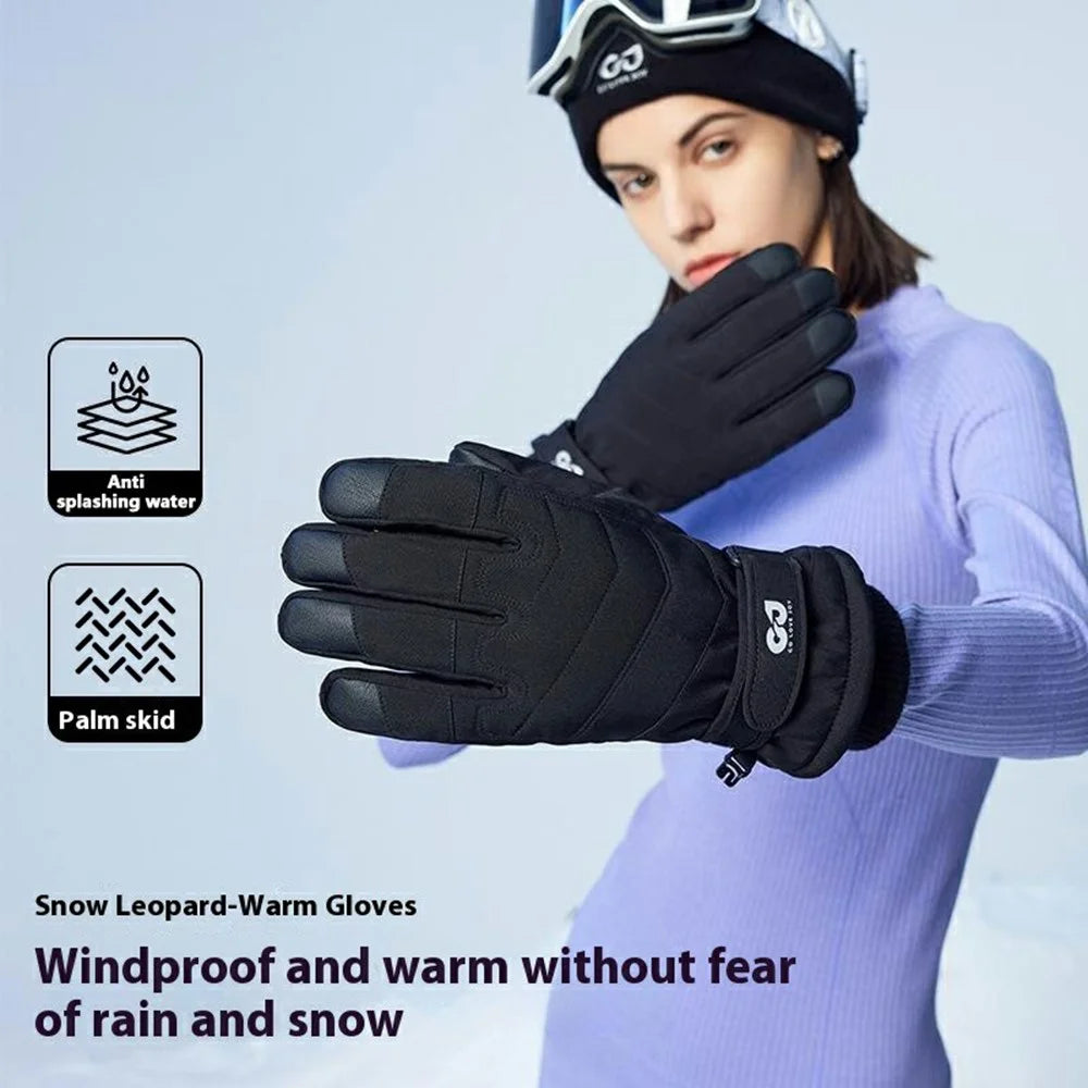 GOLOVEJOY SK42 Winter Outdoor Cycling Gloves Waterproof Fleece Lined Touch Screen Mittens - Black L - 2