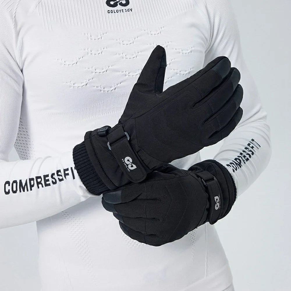 GOLOVEJOY SK42 Winter Outdoor Cycling Gloves Waterproof Fleece Lined Touch Screen Mittens - Black L - 5