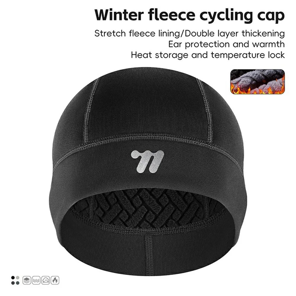 WEST BIKING YP0201435 Outdoor Bicycle Cycling Cap Winter Warm Fleece Helmet Lining Hat - Black - 2
