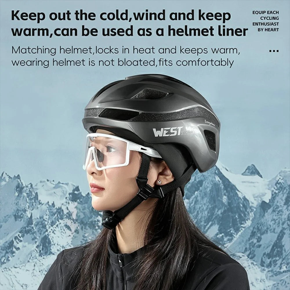 WEST BIKING YP0201435 Outdoor Bicycle Cycling Cap Winter Warm Fleece Helmet Lining Hat - Black - 6