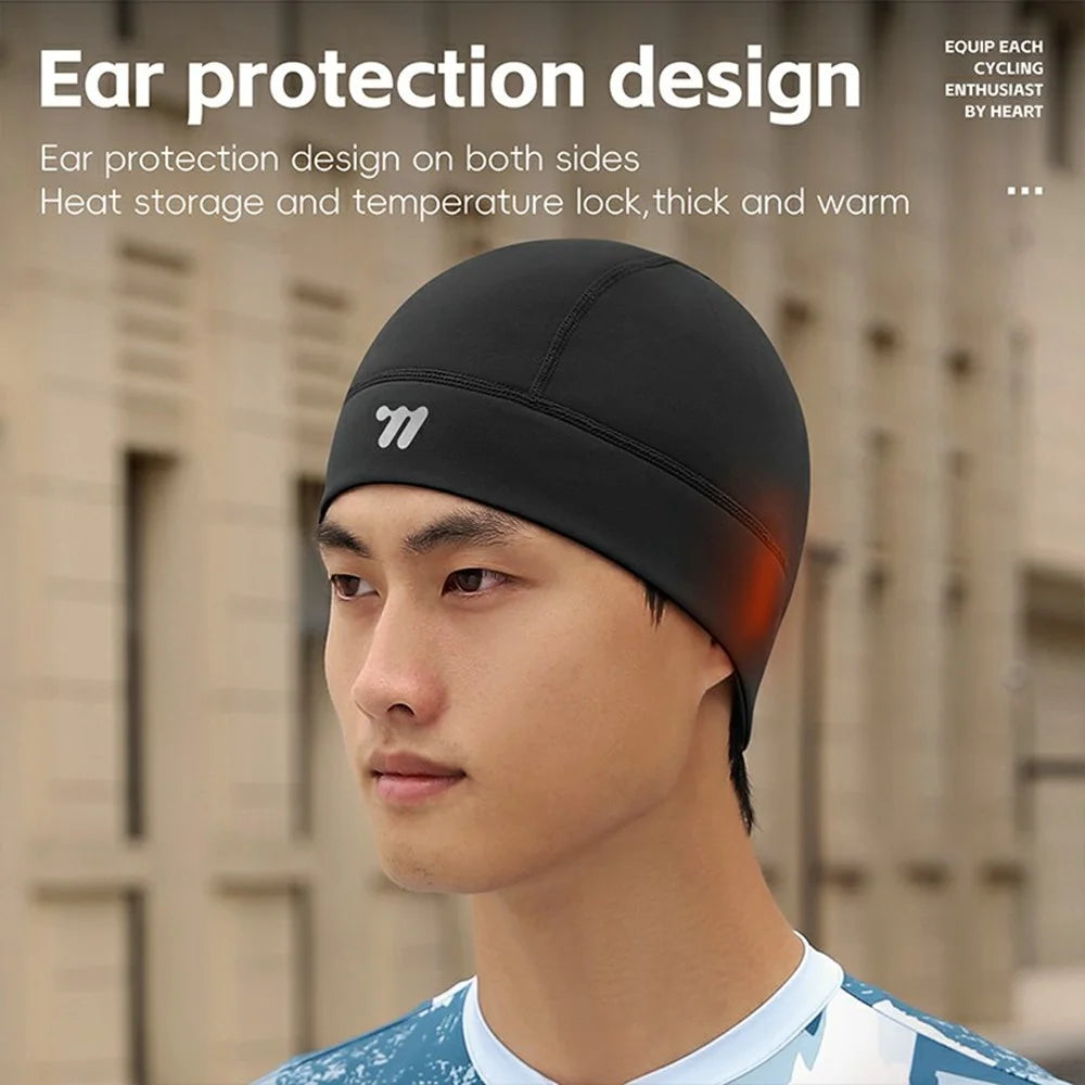 WEST BIKING YP0201435 Outdoor Bicycle Cycling Cap Winter Warm Fleece Helmet Lining Hat - Black - 7