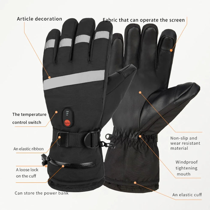 5803A02 Winter Electric Heated Gloves Waterproof Touch Screen Mittens with 4000mAh Battery (CE Certified) - 7