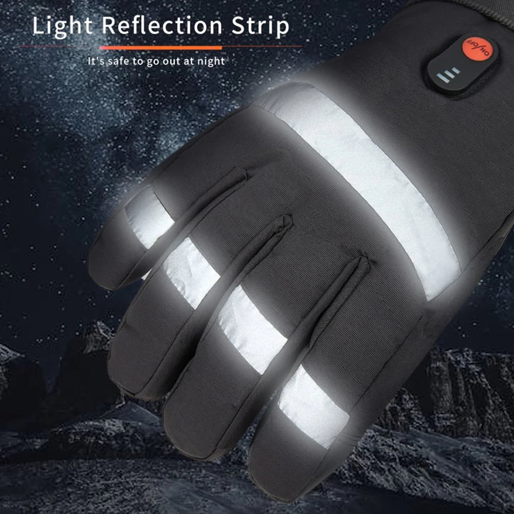5803A02 Winter Electric Heated Gloves Waterproof Touch Screen Mittens with 6000mAh Battery (CE Certified) - 6