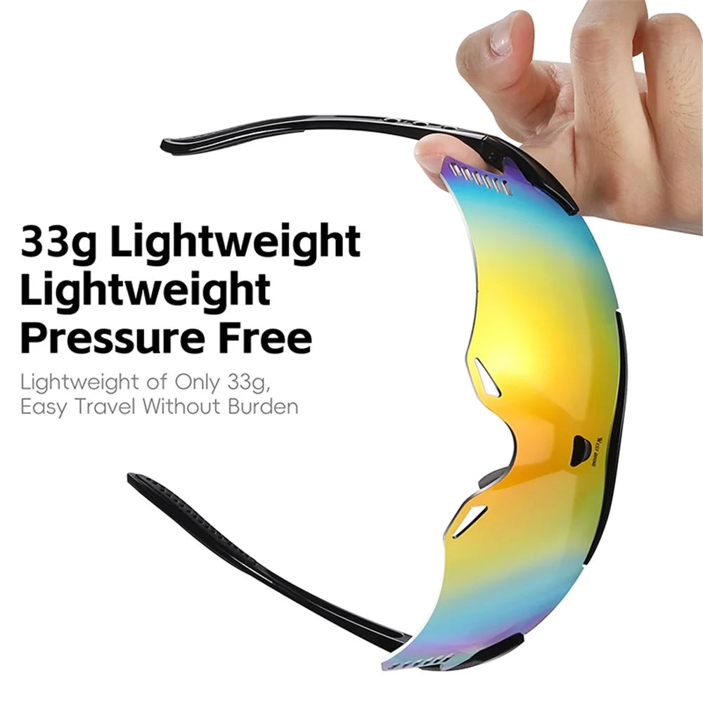 WEST BIKING YP0703183 Cycling UV400 Sunglasses Anti UV Windproof Outdoor Sports Goggles - Red Frame / Color Lens - 4