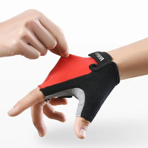 VILICO A0066V 1 Pair Size S Cycling Fitness Fishing Outdoor Sports Gloves Shock Absorbing Anti Slip Half Finger Gloves - Red - 2