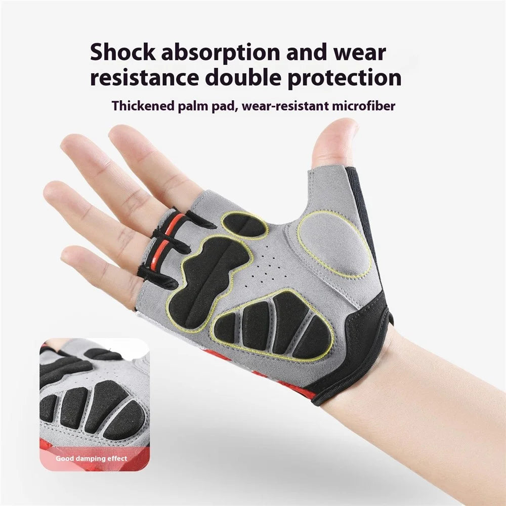 VILICO A0066V 1 Pair Size S Cycling Fitness Fishing Outdoor Sports Gloves Shock Absorbing Anti Slip Half Finger Gloves - Red - 3