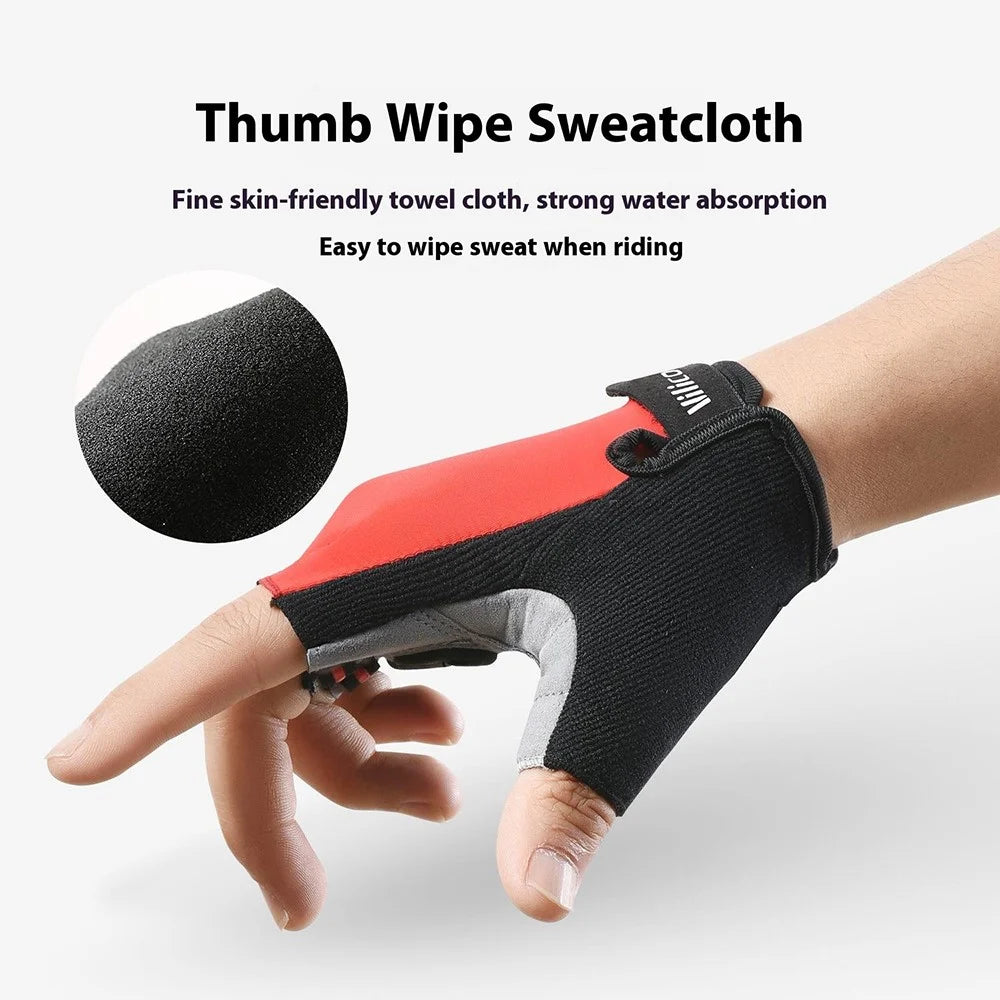 VILICO A0066V 1 Pair Size L Cycling Fitness Fishing Outdoor Sports Gloves Shock Absorbing Anti Slip Half Finger Gloves - Red - 3