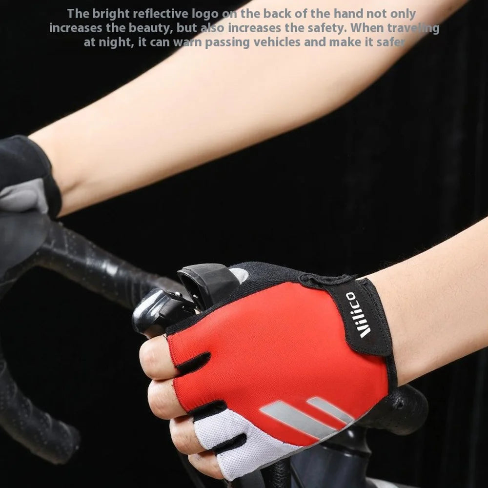 VILICO A0066V 1 Pair Size XL Cycling Fitness Fishing Gloves Shock Absorbing Anti Slip Half Finger Gloves - Blue - 4