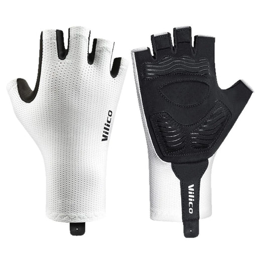 VILICO A0106 1 Pair Size L Outdoor Cycling Fishing Gloves Half Finger Shock Absorbing Breathable Bike Gloves - White - 1