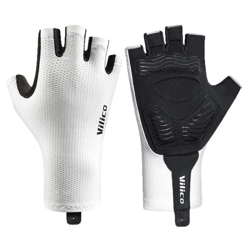 VILICO A0106 1 Pair Size XL Outdoor Cycling Fishing Gloves Half Finger Shock Absorbing Breathable Bike Gloves - White - 1