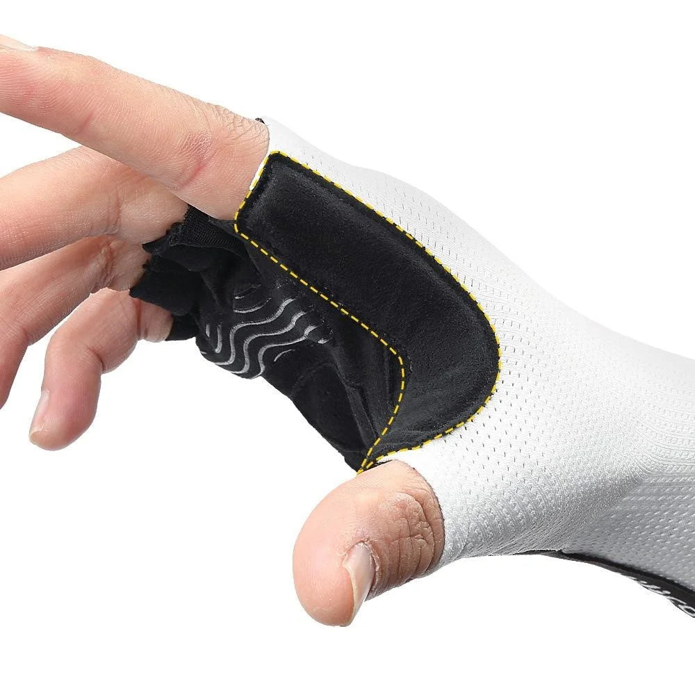VILICO A0106 1 Pair Size XL Outdoor Cycling Fishing Gloves Half Finger Shock Absorbing Breathable Bike Gloves - White - 6