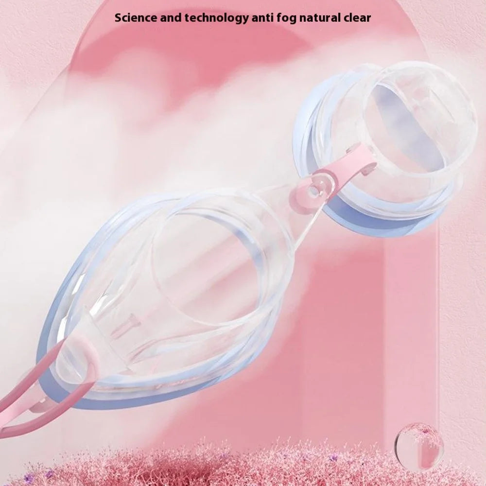 692 Adult Swimming Goggles with 2 Nose Bridges Competition Racing Swim Glasses for Men Women - Pink / Transparent Lens - 4