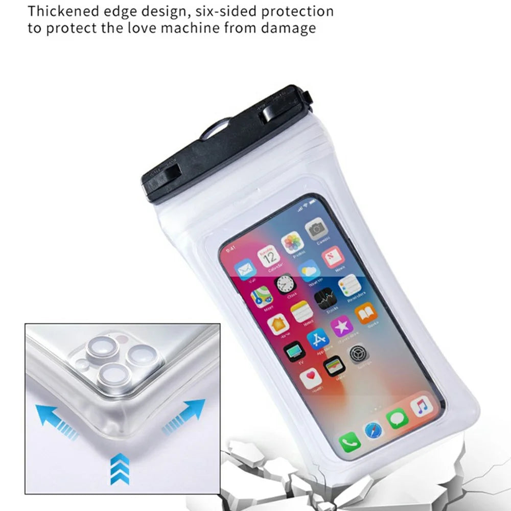 Airbag Dual Seal Waterproof Phone Pouch Case for Below 6.7 Inches Smartphones IPX8 Water Proof TPU Phone Dry Bag - Black - 2