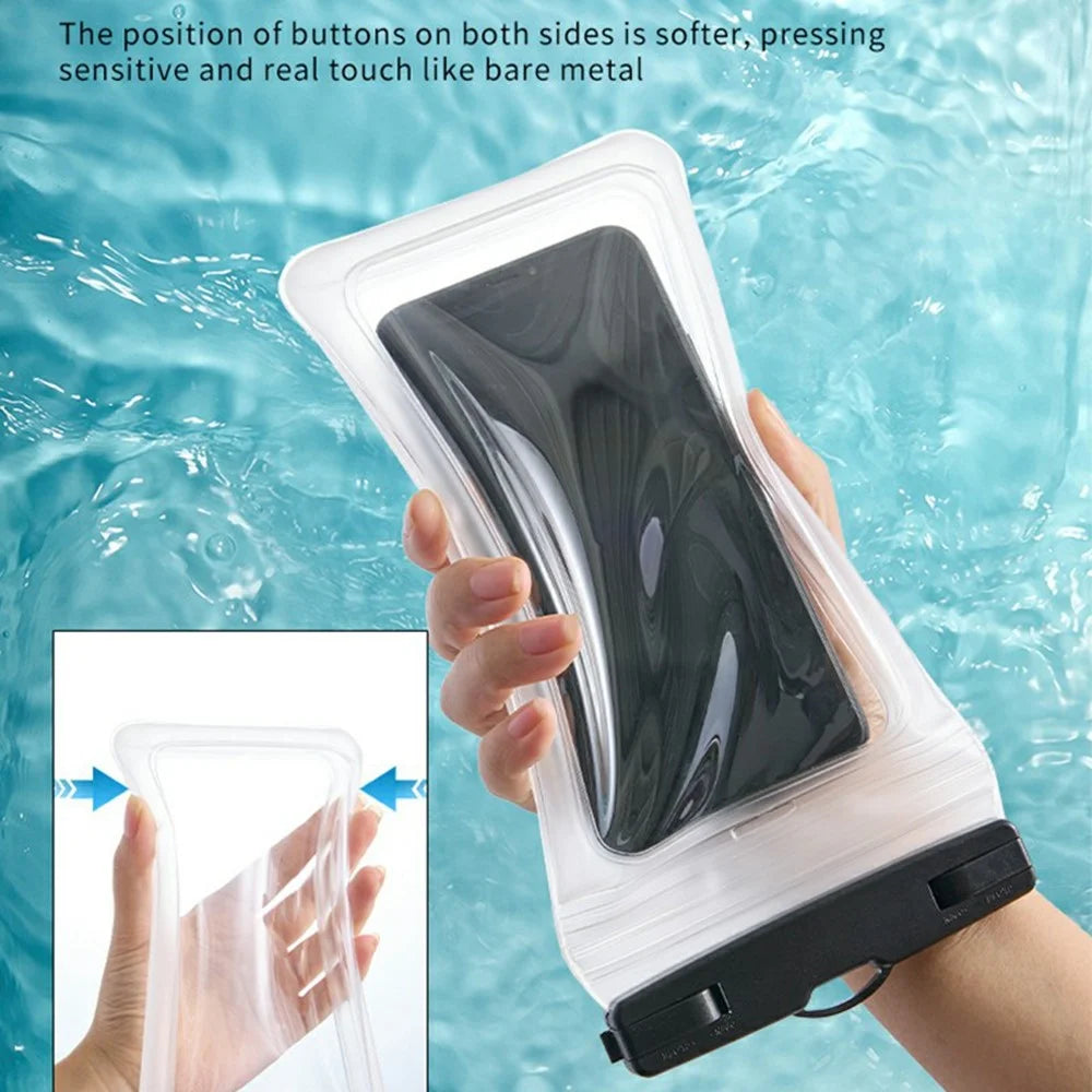 Airbag Dual Seal Waterproof Phone Pouch Case for Below 6.7 Inches Smartphones IPX8 Water Proof TPU Phone Dry Bag - Black - 3