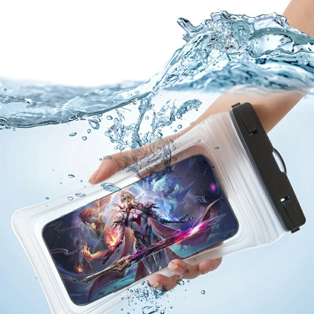 Airbag Dual Seal Waterproof Phone Pouch Case for Below 6.7 Inches Smartphones IPX8 Water Proof TPU Phone Dry Bag - Black - 4