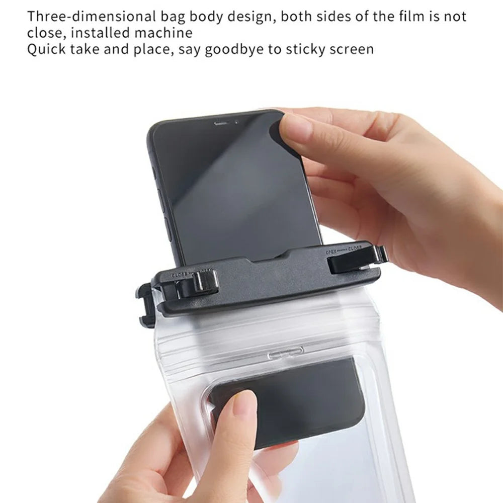 Airbag Dual Seal Waterproof Phone Pouch Case for Below 6.7 Inches Smartphones IPX8 Water Proof TPU Phone Dry Bag - Black - 5