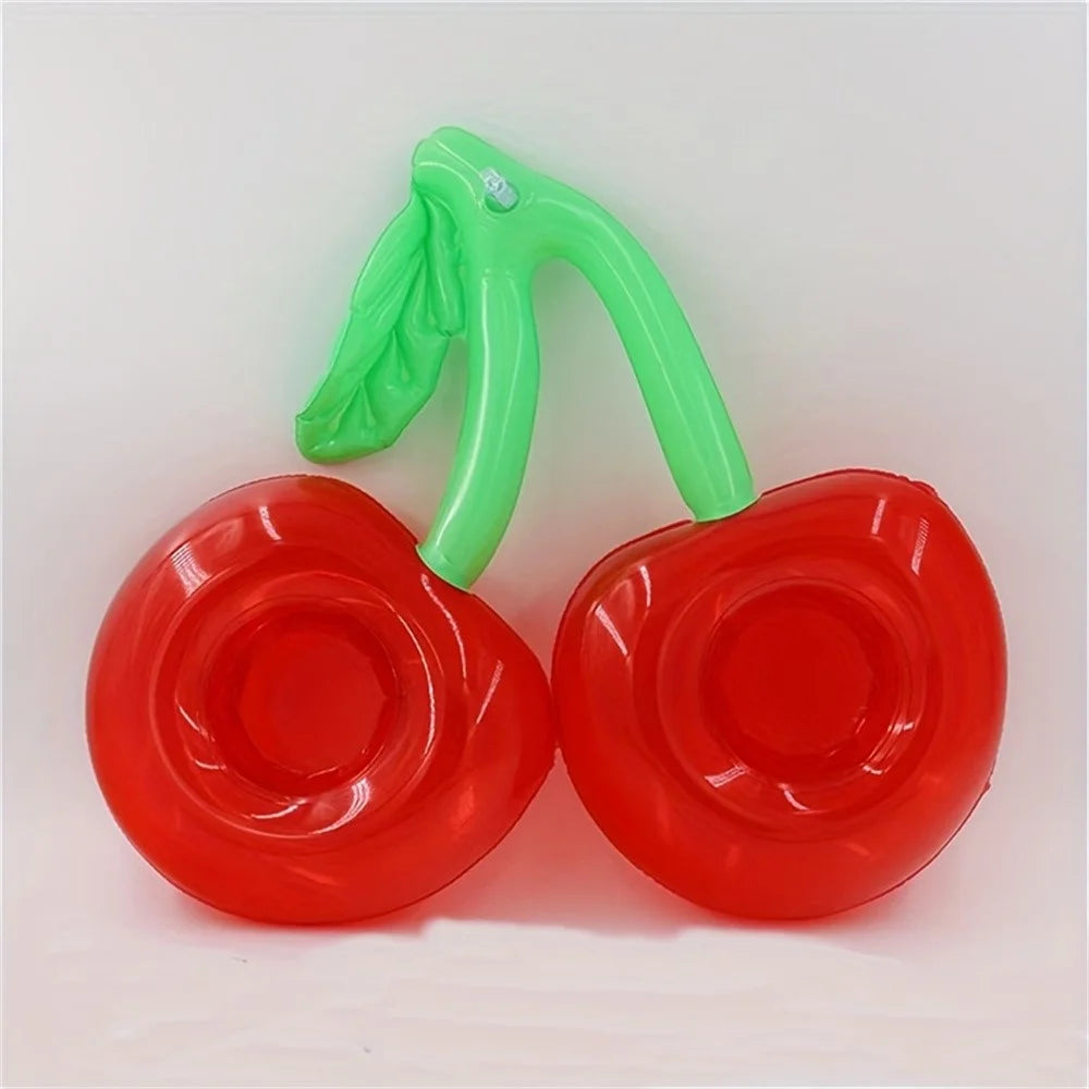 2 Slots Inflatable Cherry Design Drink Holder Floating Cup Stand for Pool / Beach Party, 33 x 18cm - 3