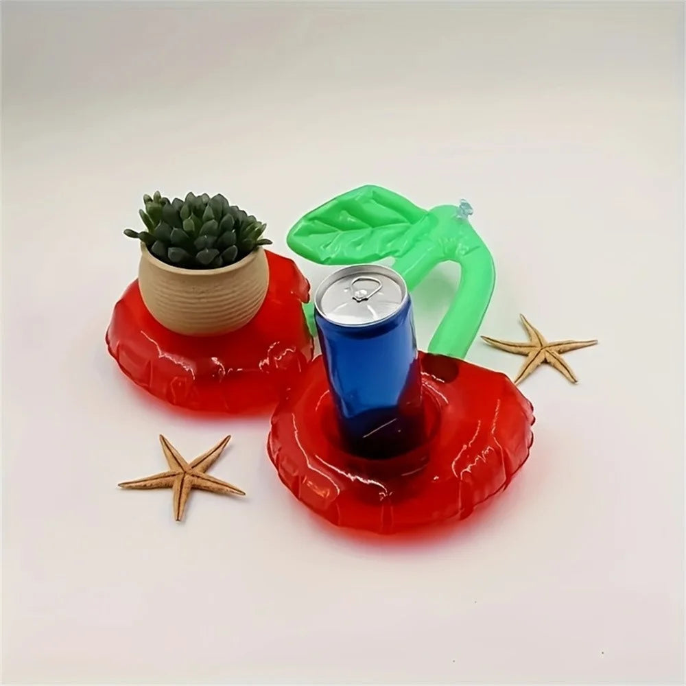 2 Slots Inflatable Cherry Design Drink Holder Floating Cup Stand for Pool / Beach Party, 33 x 18cm - 5