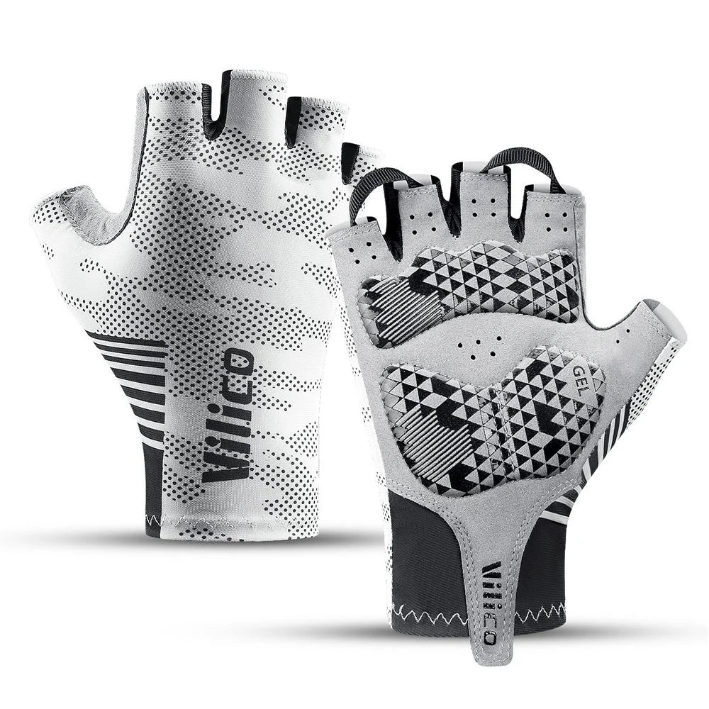 VILICO A0130 1 Pair Shock Absorbing Half Finger Cycling Gloves Breathable Outdoor Sports Mittens - White / M - 1