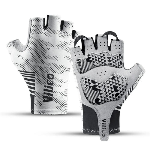 VILICO A0130 1 Pair Shock Absorbing Half Finger Cycling Gloves Breathable Outdoor Sports Mittens - White / M - 1