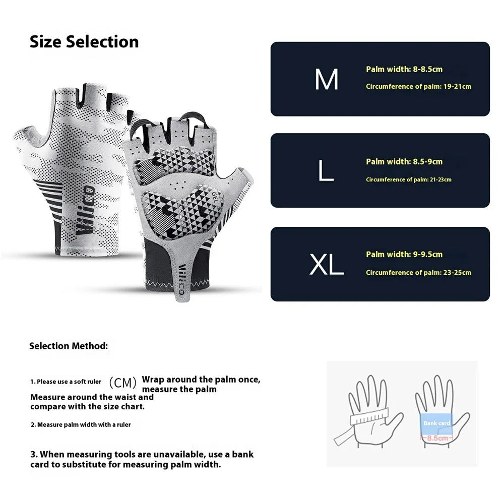 VILICO A0130 1 Pair Shock Absorbing Half Finger Cycling Gloves Breathable Outdoor Sports Mittens - White / M - 5