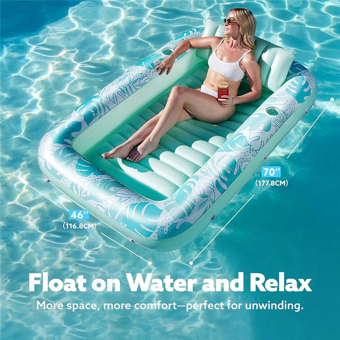 HC-FC666 PVC Inflatable Single Person Float Lounger with Pillow Maple Leaf Design Portable Pool Raft, 177x116cm - Pink - 6