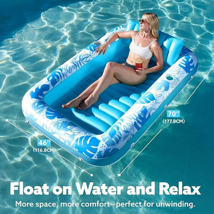 HC-FC666 PVC Inflatable Single Person Float Lounger with Pillow Maple Leaf Design Portable Pool Raft, 177x116cm - Pink - 7